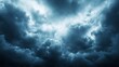 © Generative AI - Moody and intense atmosphere with stormy clouds filling the sky on a dark day : Generative AI
