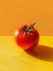 Wall Mural - red tomatoe in a yellow background