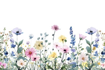 Poster - Colorful watercolor wildflower illustration