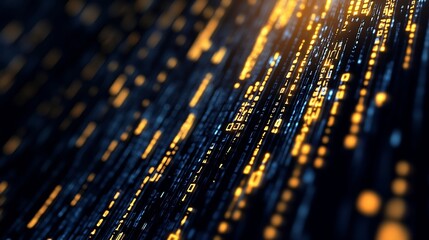 Leinwandbilder - Abstract shot of flowing digital data and binary code representing information technology and data transfer : Generative AI