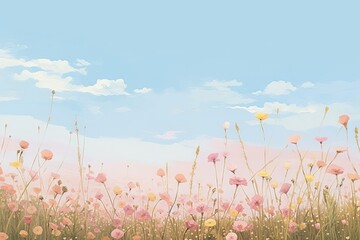 Wall Mural - Field of wildflower backgrounds grassland outdoors.