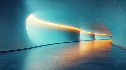 Futuristic tunnel, glowing, abstract, curve, path, interior, design, background, modern, architecture