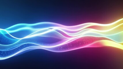 Fototapete - Smooth, colorful light waves flowing seamlessly across the screen. The vibrant gradients and luminous glow create a dynamic and captivating visual