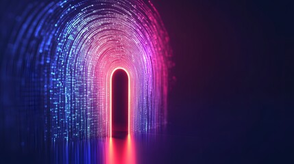 Poster - Vibrant Digital Tunnel with Colorful Light Effects and Reflections