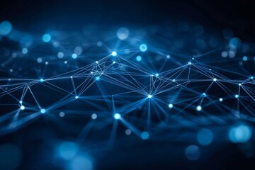 Wall Mural - abstract blue digital network background, connecting dots of technology, abstract blue background wi