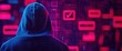 © JAKE STUDIO - A mysterious figure in a hoodie stands before a vibrant digital backdrop with checkmarks, symbolizing cybersecurity or hacking themes.