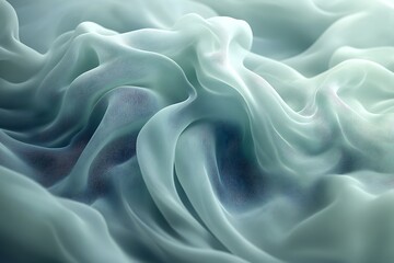 Canvas Print - Ethereal waves of translucent fabric gently flowing, creating a serene and calming atmosphere