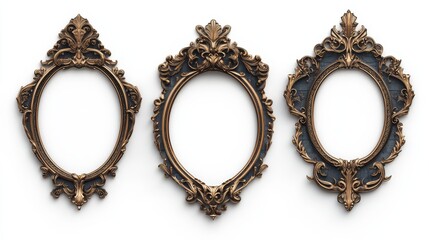 Wall Mural - A set of empty frames with Viking-style ornaments, isolated on a white background