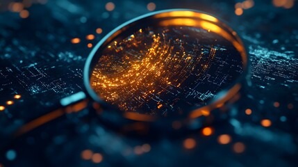 Poster - Magnifying Glass Over Digital Data Visualization in Dark Setting