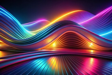 Wall Mural - abstract colorful glowing wavy lines background - modern architectural design