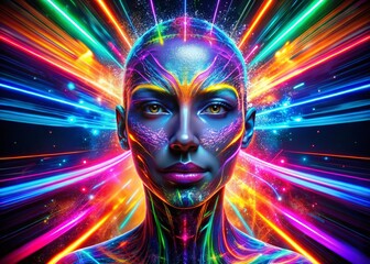 Wall Mural - Abstract Face Design Background: Long Exposure Light Painting Photography