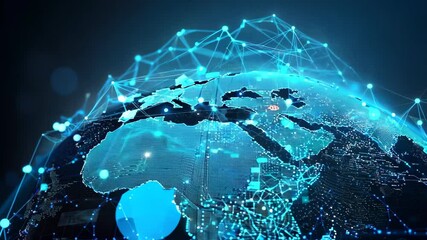 Wall Mural - digital global network connecting people through technology visual