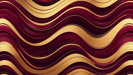 Wall Mural - wavy and swirled burgundy and gold brush strokes pattern background