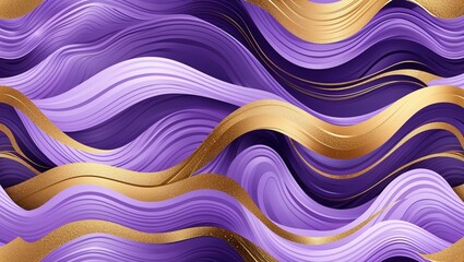 Wall Mural - wavy and swirled lavender and gold brush strokes pattern background