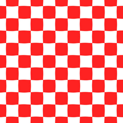 Wall Mural - White and red checkered background. Vector