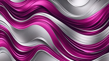 Wall Mural - wavy and swirled magenta and silver brush strokes pattern background