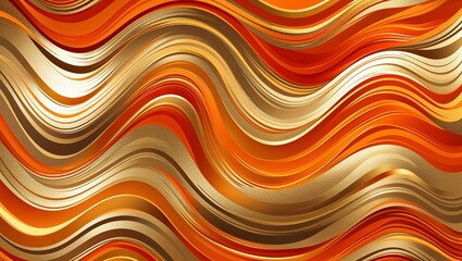 Wall Mural - wavy and swirled orange and gold brush strokes pattern background