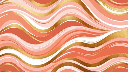Wall Mural - wavy and swirled peach and gold brush strokes pattern background