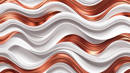 Wall Mural - Wavy and Swirled White and Copper brush strokes pattern background