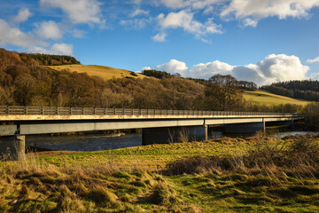 Wall Mural - modern tweed bridge over river tweed, which is 97 miles long from source to estuary and runs eastwar