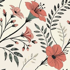 Wall Mural - seamless patterns. fabric pattern. watercolor flowers on a light background. textile, tile