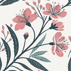 Wall Mural - Seamless patterns. Fabric pattern. Watercolor flowers on a light background. Textile, Tile 