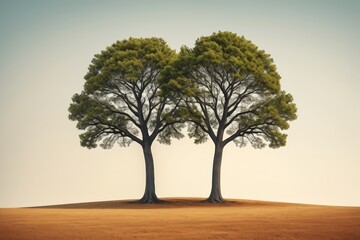 Wall Mural - there are two trees that are standing in the middle of a field