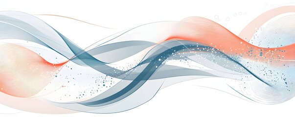 Wall Mural - abstract waves flow smoothly across a crisp white background