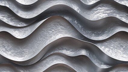 Wall Mural - Wavy and Swirled Frosted Silver brush strokes pattern paper grainy rough texture banner panoramic background