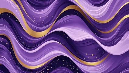 Wall Mural - wavy and swirled periwinkle and gold brush strokes pattern background