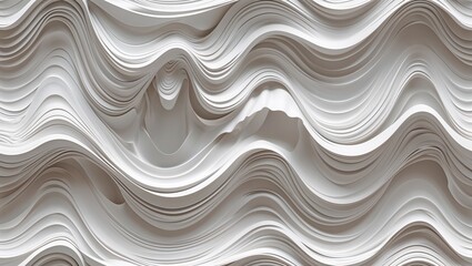 Wall Mural - Wavy and Swirled Porcelain White brush strokes pattern paper grainy rough texture banner panoramic background