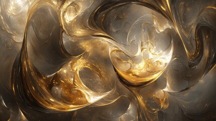 Abstract golden swirling patterns creating a luminous intricate design concept