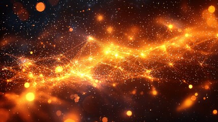 Abstract glowing network in cosmic space background