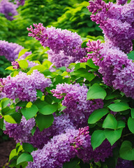 Wall Mural - dense lilac flowers, close-up of lilac flowers, lilac flower cluster, purple lilac blooms, vibrant lilac flowers, detailed lilac flowers, close-up of dense purple flowers, lilac petals in focus, rich 