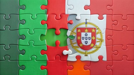 Wall Mural - Bulgarian & Portuguese Flags Jigsaw Puzzle - Minimalist Photography