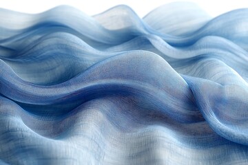 Wall Mural - Soft, flowing blue fabric draping gracefully, creating gentle waves and textures in light