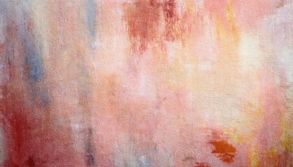 Poster - soft pastel abstract texture with warm peach, pink, and red brushstrokes on canvas, ideal for background and decor

