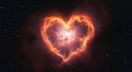 Wall Mural - cosmic heart nebula: celestial love - a fiery heart-shaped nebula shines brightly against the dark e