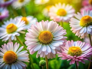 Wall Mural - Close-Up of Delicate Daisies Amidst Lush Greenery - Vibrant Spring Flowers