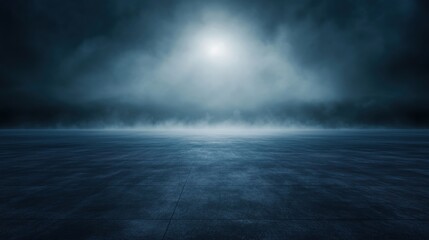 Wall Mural - A serene foggy landscape with a soft light illuminating the horizon.