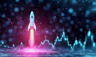 Poster - Futuristic business success visualization depicting innovative strategies and growth concepts in a dynamic visual format.