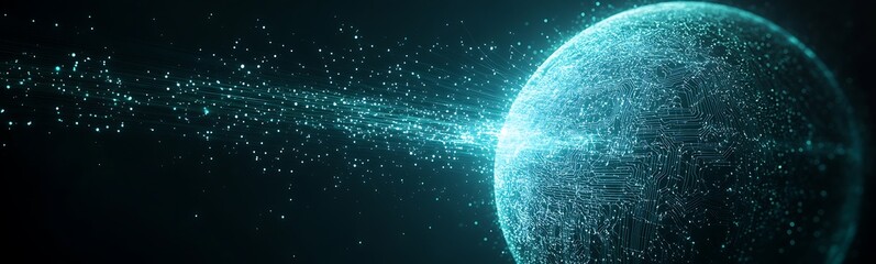 Poster - A futuristic image of a cybernetic Earth sphere with a pulsing design, showcasing advanced technology and environmental themes.