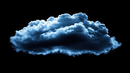 Wall Mural - a large, fluffy blue cloud against a black background.