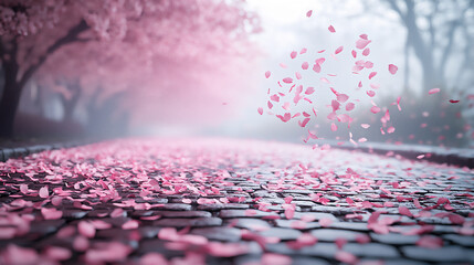 Sticker -  pink carpet cherry blossom petals