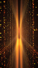Aufkleber - Abstract golden particles flowing on a dark background with a shining central light beam and bokeh effect, creating a magical and festive atmosphere