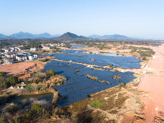 Wall Mural - aerial view solar power station