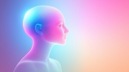 Wall Mural - a minimalistic digital illustration of a human-like silhouette in profile, featuring a gradient of v