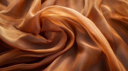 Poster - Wrinkled peach-toned sheer fabric texture.  Possible use in fashion or interior design