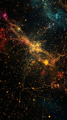 Aufkleber - Colorful nebulae and stars connected by an interstellar network creating a futuristic space travel concept
