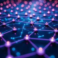 Abstract network connection concept. Glowing nodes and lines form a complex web, symbolizing global communication, data flow, and interconnectedness. Ideal for tech, AI, and futuristic designs.